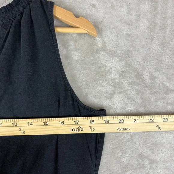 Tommy Bahama Maxi Dress Womens M Black Linen Blend Sundress Tiered Sleeveless - Picture 6 of 12